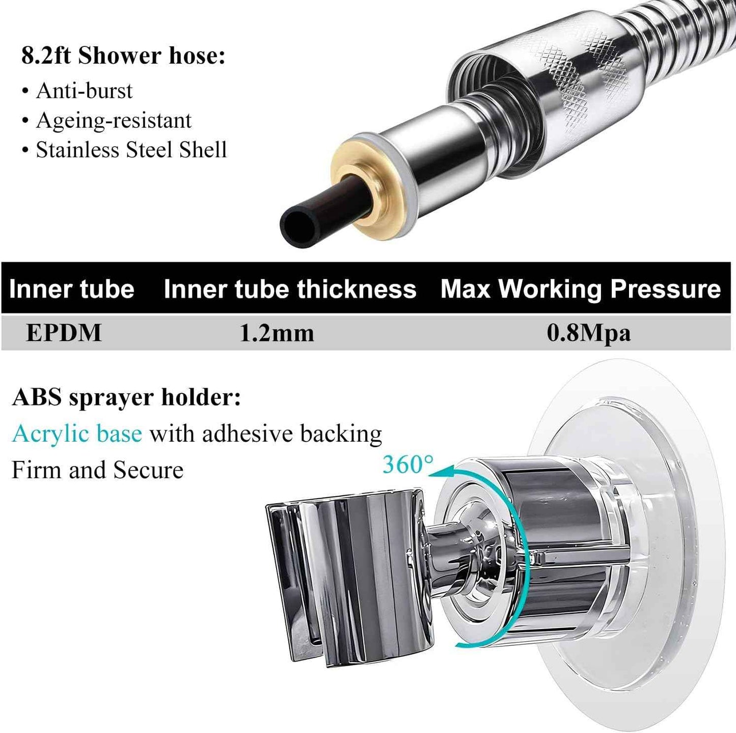 Sneatup Pet Shower Set with 8.2ft Hose & Flow Control Valve for Bathroom Shower Arm