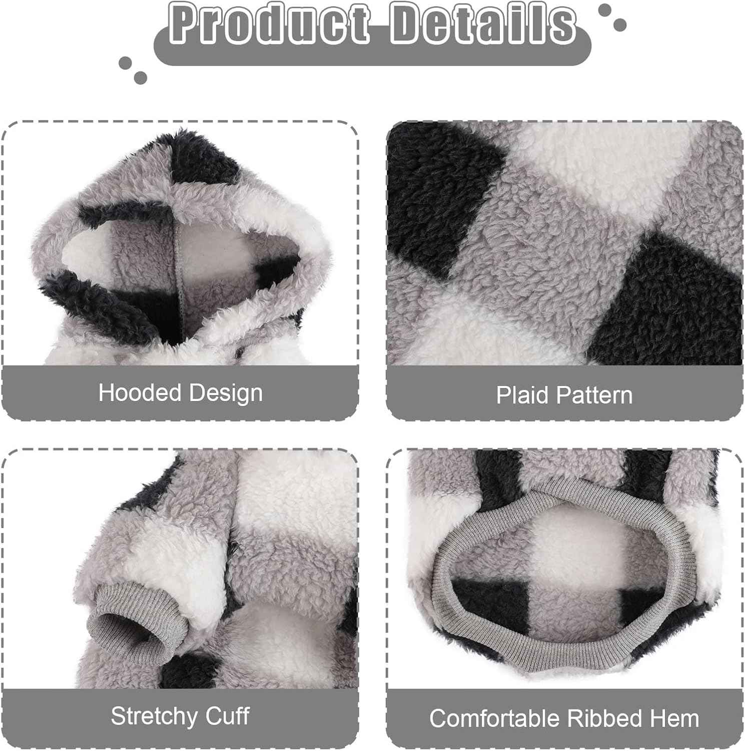 Small Dog Sweater for Dogs Hoodies, Winter Clothes Boy Girl Male Female, Warm XS Fleece Hoodies Pet Coat Apparel Outfit(XS, Black)