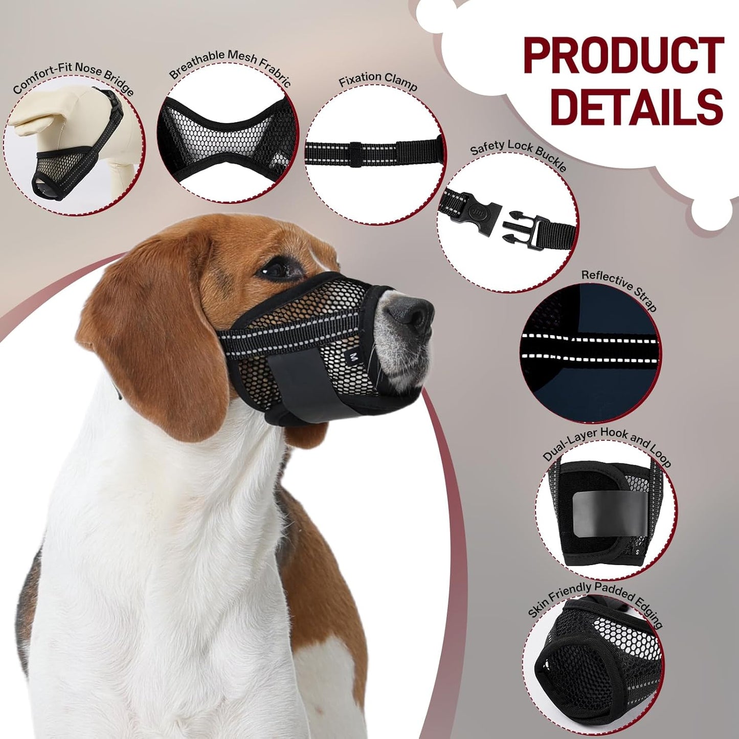 Pezluxe 2-Pack Dog Muzzle, Soft Air Mesh Muzzle Anti Biting Barking Chewing, Secure & Breathable Drinkable Pets Muzzles with Adjustable Strap, for Small Medium Large Dogs (Black-S)
