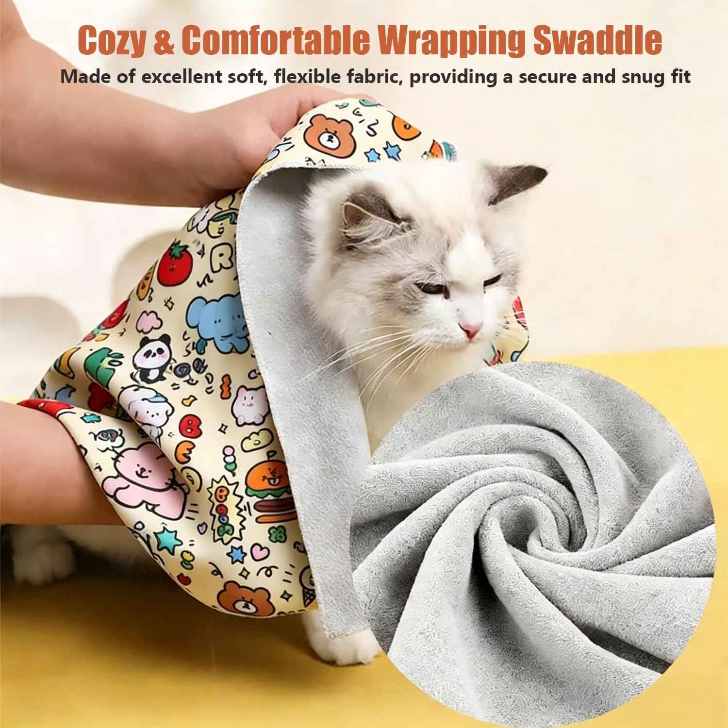35.5'' Cat Grooming Wrap for Cutting Nails, 2026 Self-Adherent Cat Wrap, Anti-Escape Calming Cat Swaddle Wrap for Medicine, Nail Clipping, Teeth Brushing, Ear Cleaning