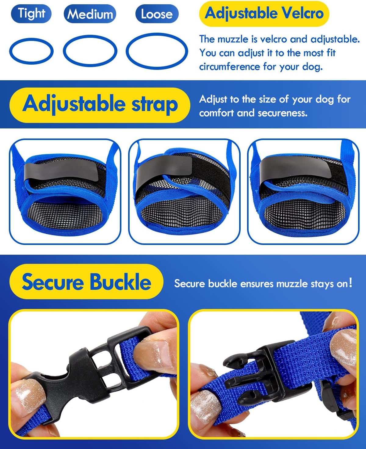 Air Mesh Dog Muzzle，H-Blue-S