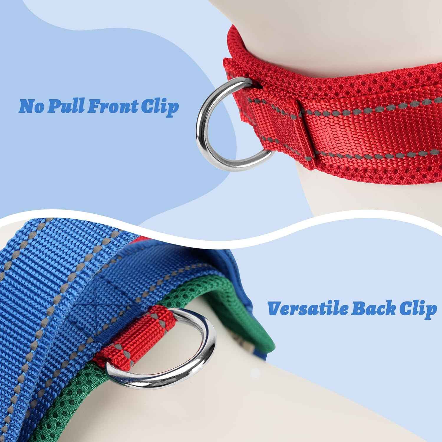 Soft Dog Harness Small Sized Dog, No-Pull Breathable Mesh Padded Vest - Escape Proof Quick Fit Lightweight Harness with Front Clip - Easy Walking Adjustable Vest Harness for Small Dogs, Red, S