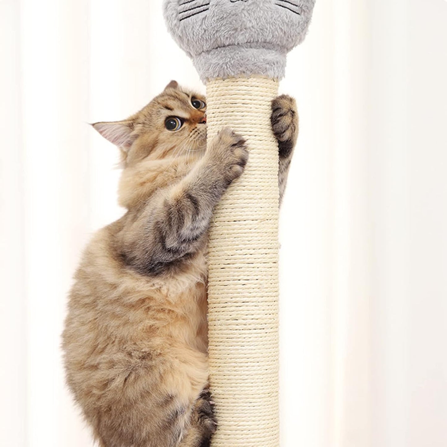 15" Cat Scratching Replacement Posts Natural Sisal Scratcher Post for Cats Cube Tower Kittens Scratch Pole Perch Interactive Toys Furniture Accessories Deterrent Tree 2 Pack Include M8 Screws White