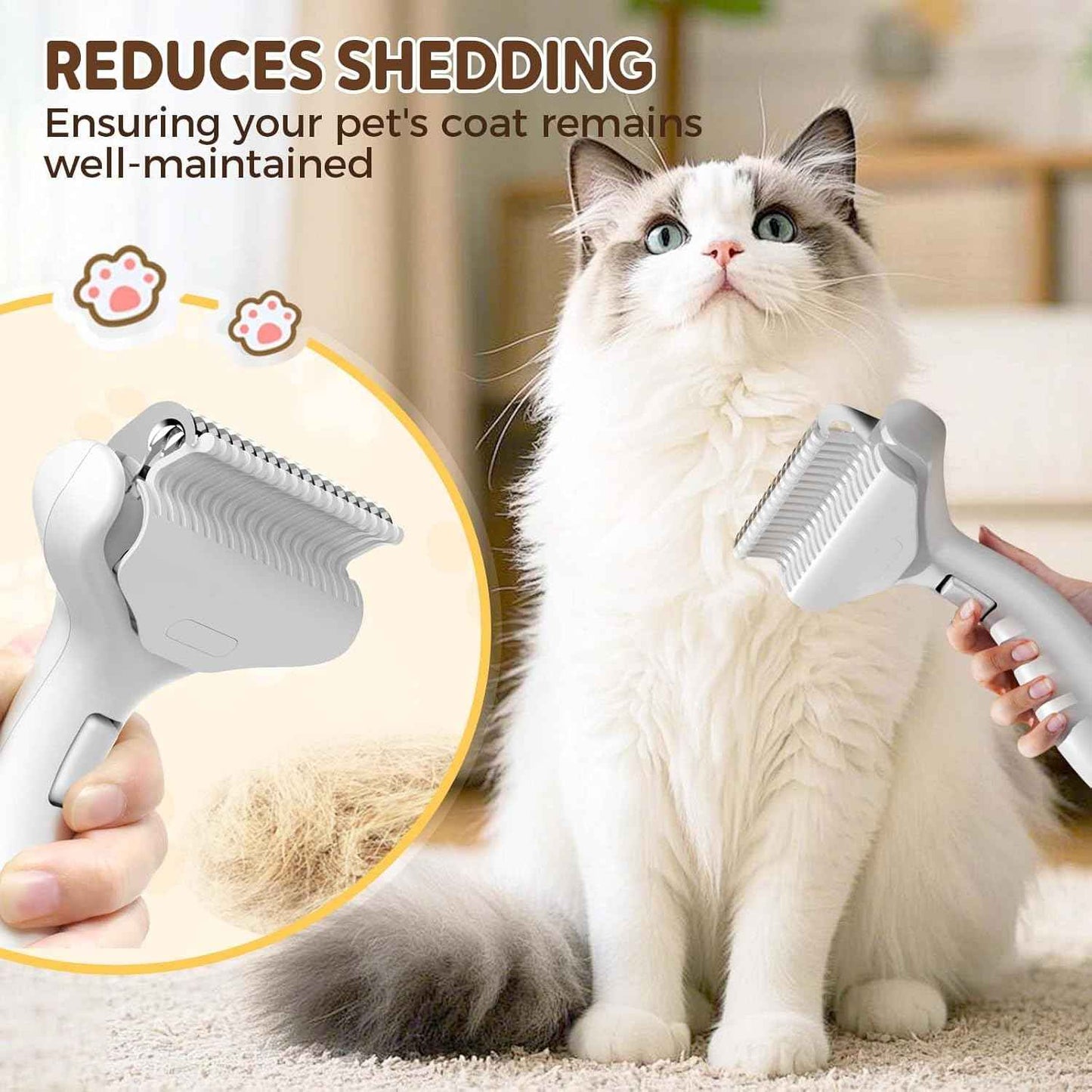 Pet Grooming Brush, 2025 New Self Cleaning Metal Comb, Detangling and Dematting Long, Matted Fur on Cats and Dogs, Easy to Remove Loose Undercoat, One Click Removal (Yellow)