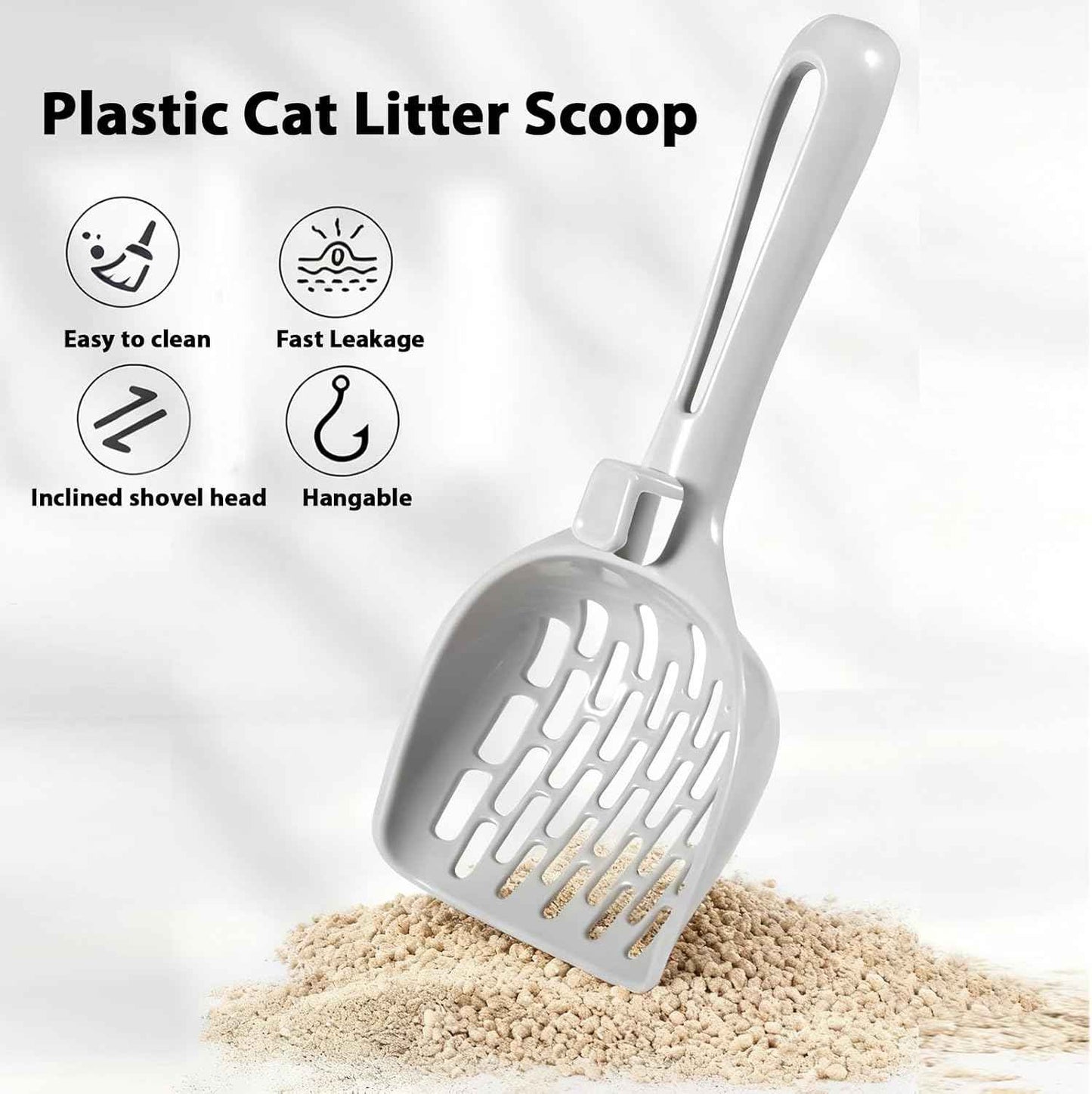 GOTTABEAM Cat Litter Scooper for Pellets – Wide Opening Non-Clumping Litter Sifter (with Plastic Scoop)