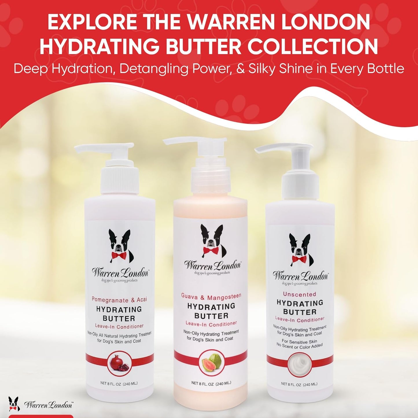 Warren London - Hydrating Butter For Dogs Skin & Coat,8 Oz,Pomegranate & Acai