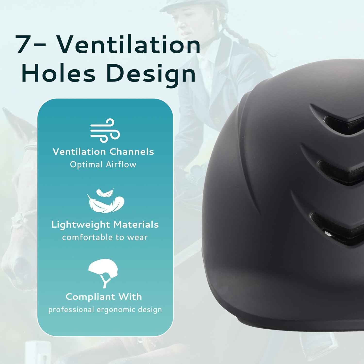 Horse Riding Helmet – Lightweight Equestrian Helmet with Airflow Vents, Adjustable Dial & Removable Liner