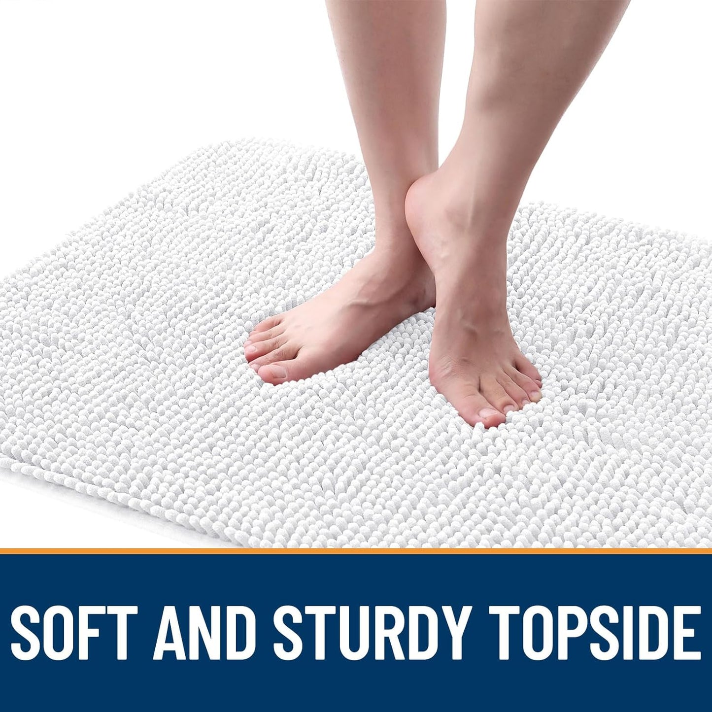 OLANLY Dog Door Mat for Muddy Paws 34x21, Absorbs Moisture and Dirt, Absorbent Non-Slip Washable Doormat, Quick Dry Chenille Mud Mat for Dogs, Entry Indoor Entryway Carpet for Inside Floor, White