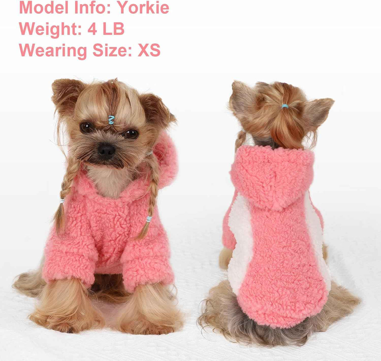 YIKEYO Dog Hoodie Pet Clothes Sweater with Hat Soft and Warm Cold Weather for Small Patchwork Hood(Pink, Medium)