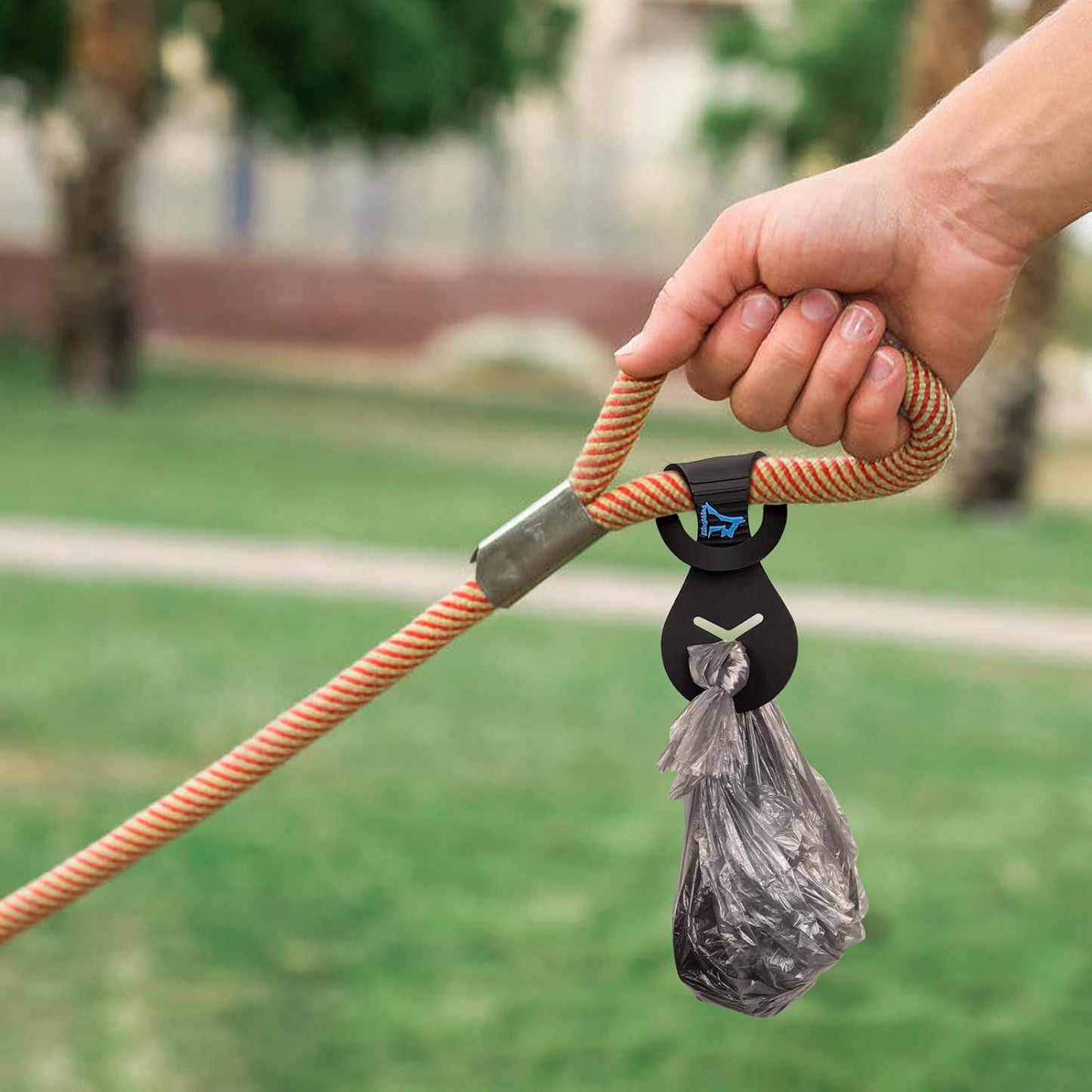PuppyDoggy Dog Poop Bag Holder for Leash Waste Bag Carrier Dog Poop Bag Dispenser for Walking Running Bicycle Accessory 4 pieces (Blue)