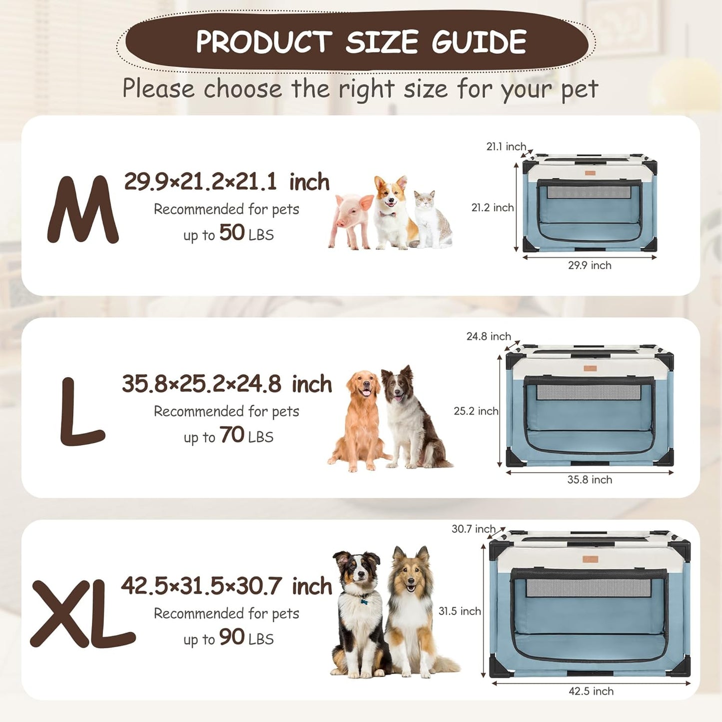 Akinerri Dog Crate, Dog Playpen, Large Blue