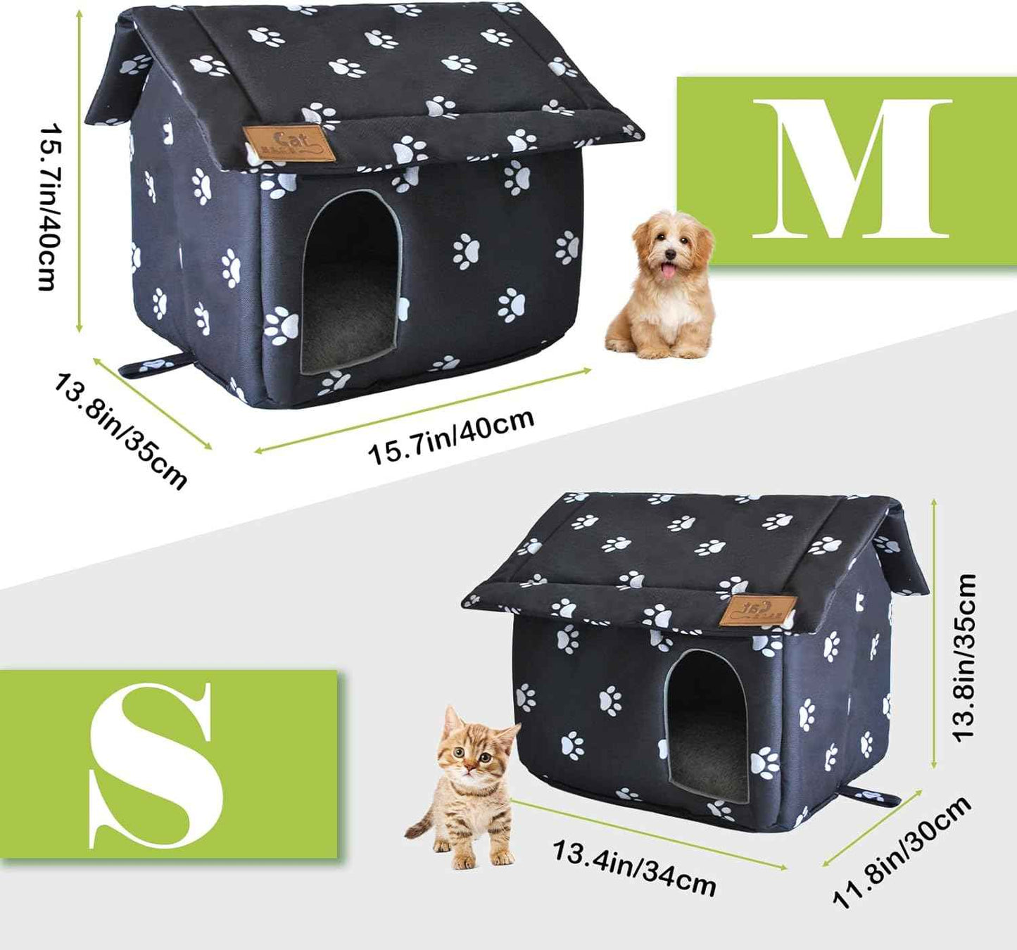 Cat House for Outdoor,Weatherproof Warm Feral Cats Shelter Outside/Indoor Collapsible Insulated Pet Houses Foldable Stray Cat Tent Cave for Kitty Puppy Small Animals Four Season(Black)