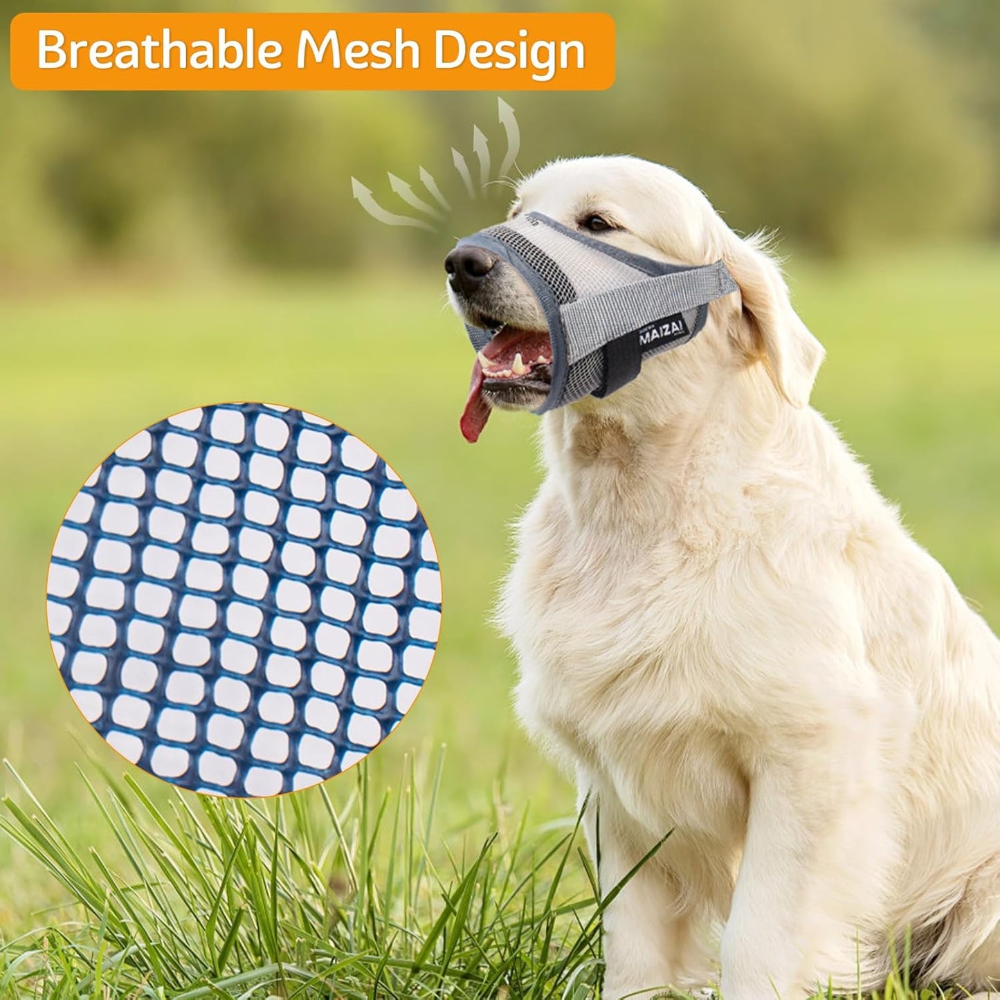 Coppthinktu Dog Muzzle - Soft Mesh Mouth Guard for Small, Medium, Large Dogs - Breathable, Adjustable Cover to Prevent Biting, Barking - Allows Panting, Drinking