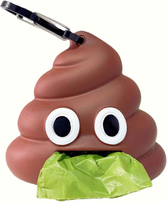 Dog Poop Bag Holder for Leash, Cute Poop Shape Design, Sturdy Dispenser Includes 1 Roll 15 Waste Bags