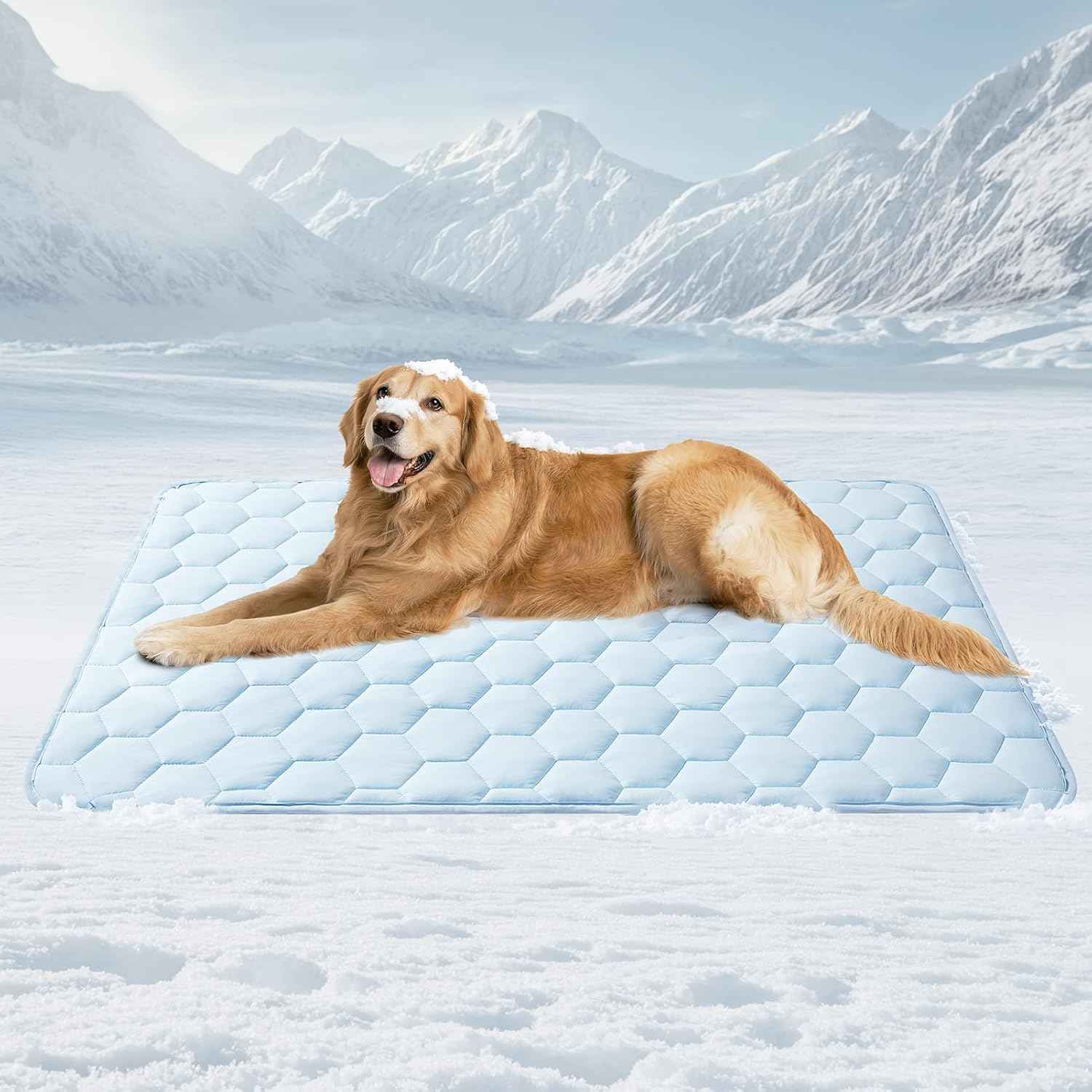 EHEYCIGA Cooling Mat for Dogs, 41" x 28"(Q-Max>0.53), Washable Dog Cooling Mat, Portable Kennel Cooling Pet Pad for Summer, Non-Slip Summer Crate Pad for Large Dog, Blue