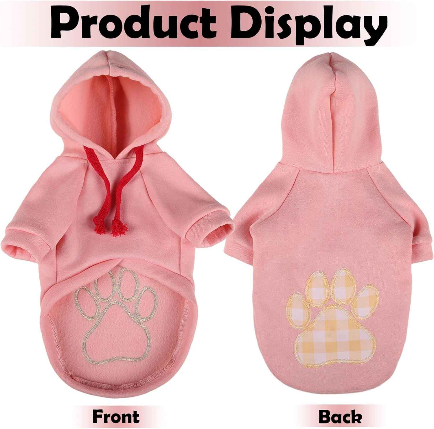 SAWMONG Dog Hoodie,Flannel Pet Hooded Sweater with Hat Puppy Pullover Sweater Shirt,Dog (Pink,S)