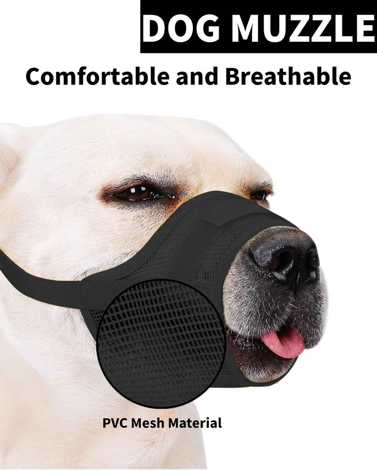 2-Pack Soft Mesh Dog Muzzle – Breathable & Adjustable, No-Bite and Escape-Proof Design for Grooming, Training, Walking – Fits Small, Medium & Large Dogs (Black, M)