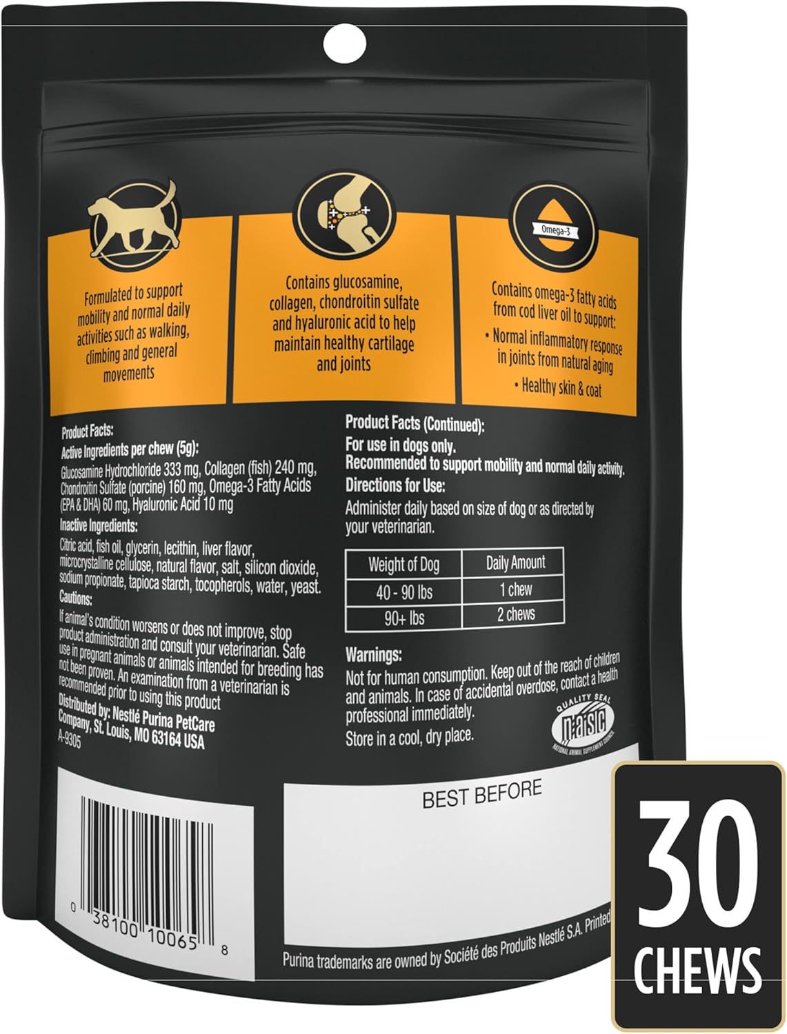 Purina Pro Plan Veterinary Joint Care Supplement for Large Breed Dogs - 30 ct. Pouch