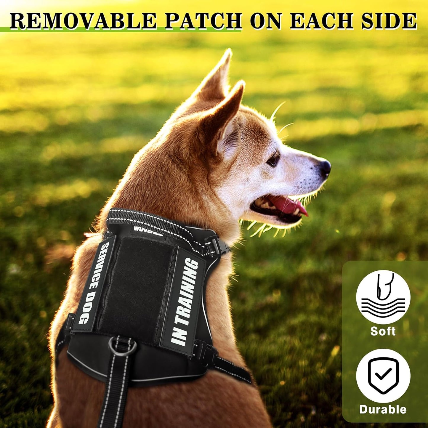 WINSEE Reflective Service Dog Patches Service Dog in Training Patch for Service Vest Dog Harness(7 Pack, S)