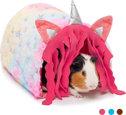 Guinea Pig Hideout - Fleece Tunnel House Cage Accessories for Rat Hamster Hedgehog Chinchilla Small Animal - Playing Sleeping Hunting Resting Washable Tube Bedding Habitats