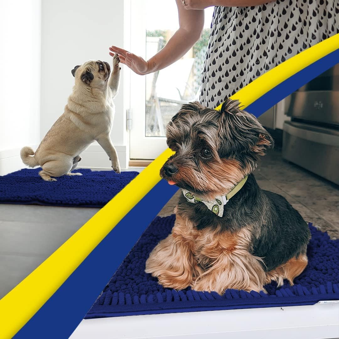 Muddy Mat® Shown on TV – Super Absorbent Door Mat Indoor, Microfiber Quick Dry Chenille Entryway Rug, Non-Slip Front Door Mat, Indoor Mats for Entryway, Machine Washable Pet Rug, Navy Blue 24"x36"