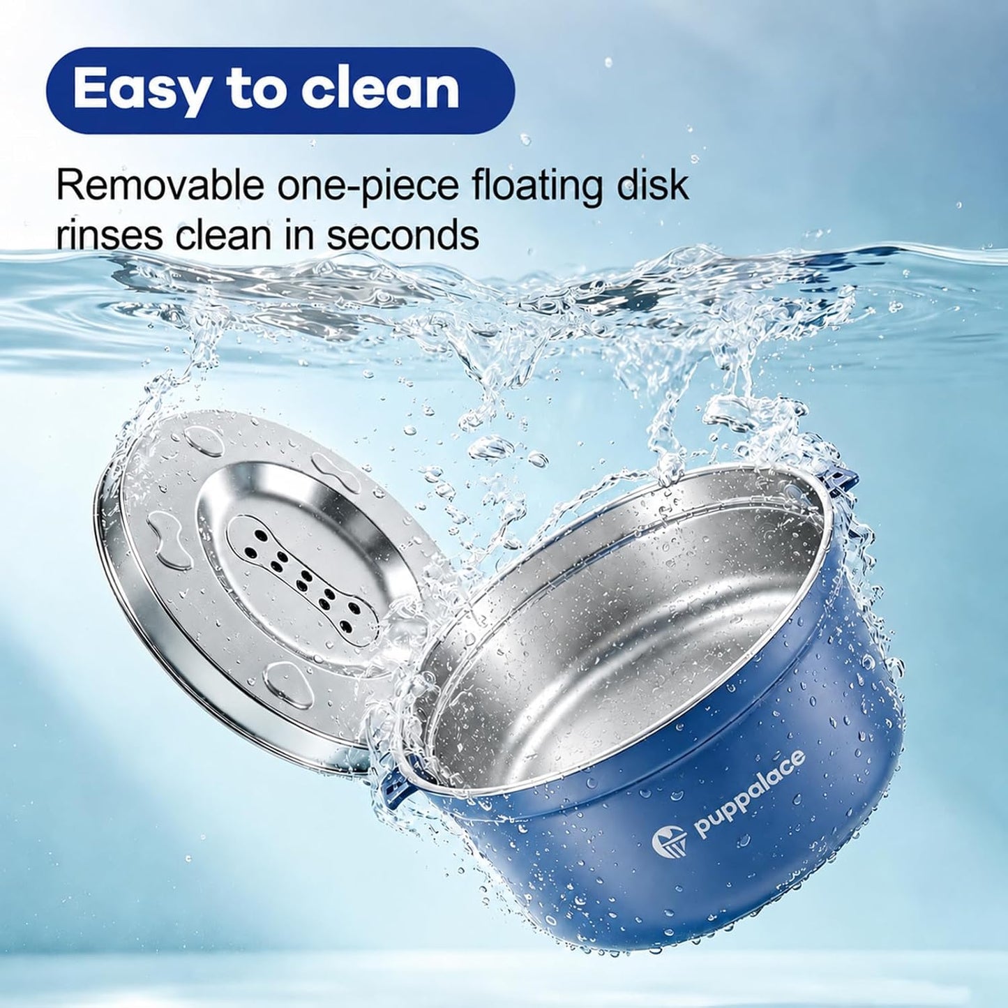 108oz No Spill Stainless Steel Dog Water Bowl- Upgrade for Messy Drinkers, Splash Proof Design, Easy to Clean, Non-Slip Base, Large Capacity for Dogs and Cats (Blue)