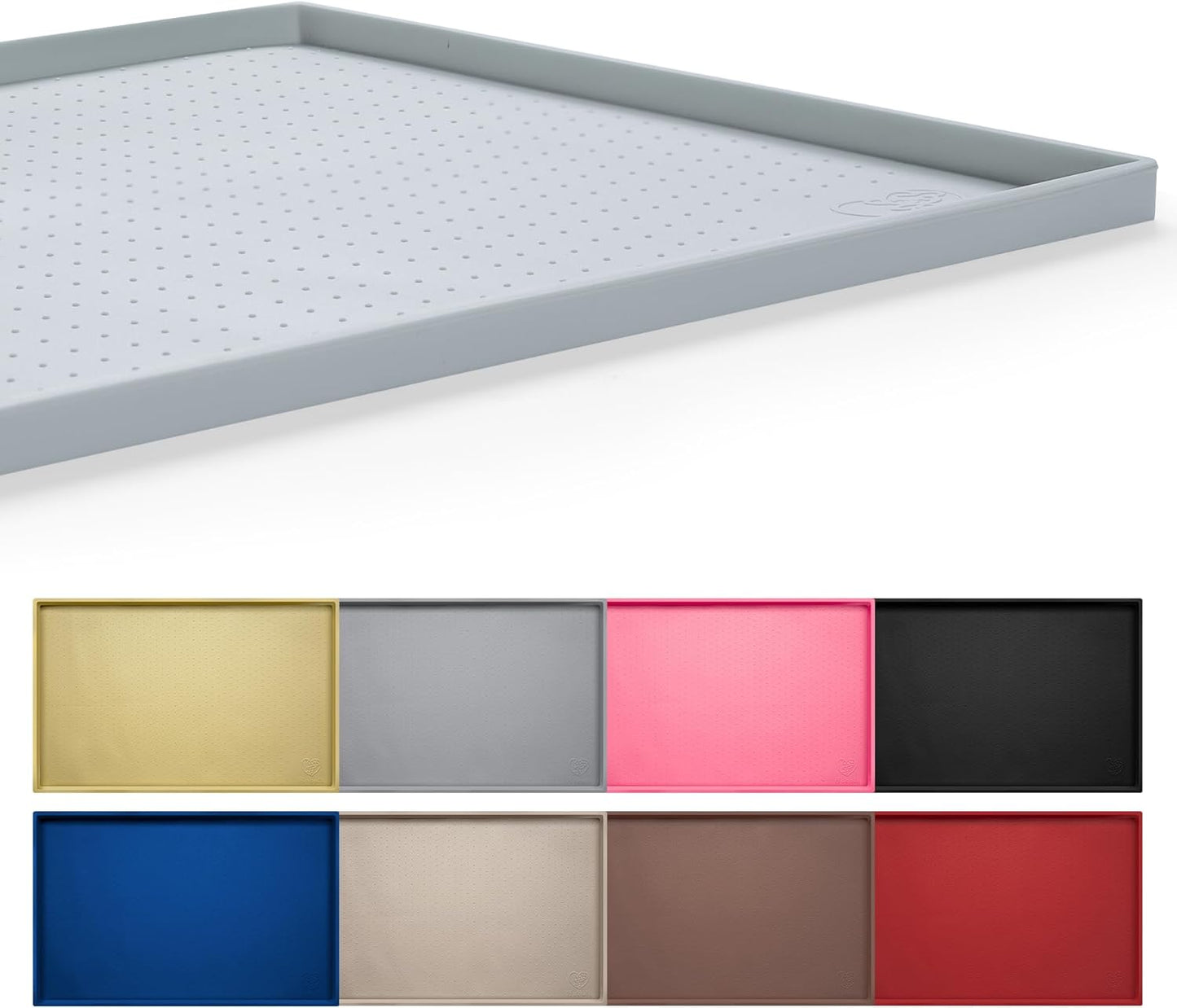 Hubulk Dog Feeding Mat,100% Waterproof Food Grade Silicone Pet Food and Water Bowl Placemat,Dishwasher, High Raised Edge to Prevent Spills,Nonslip Tray to Stop Messes on Floor（24"x16"x0.5", Mist）