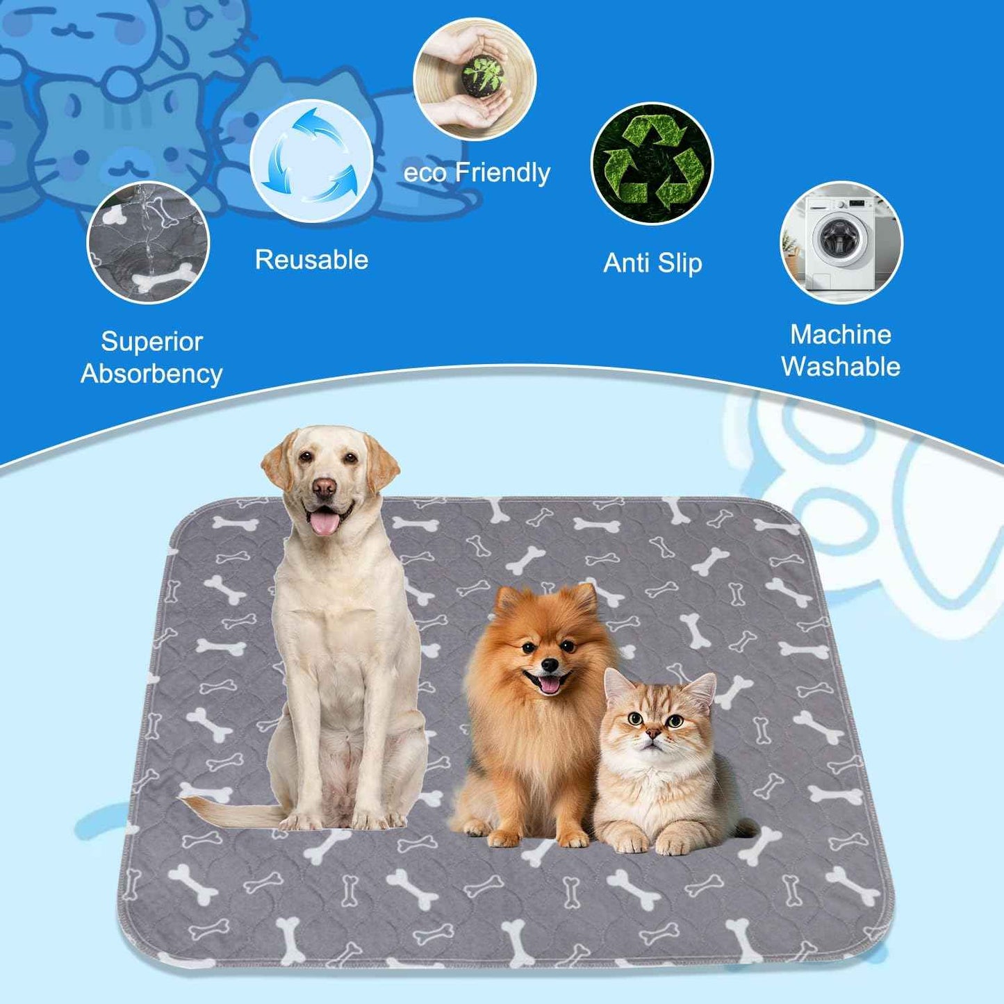 2 Pack Puppy Pads with Pheromones,Washable Puppy Pads for Dogs,Leak-Proof & Anti-Slip,Reusable Absorbent Dog Training Pad for for Playpen,Whelping Box,Potty Training (27.6" × 31.5")