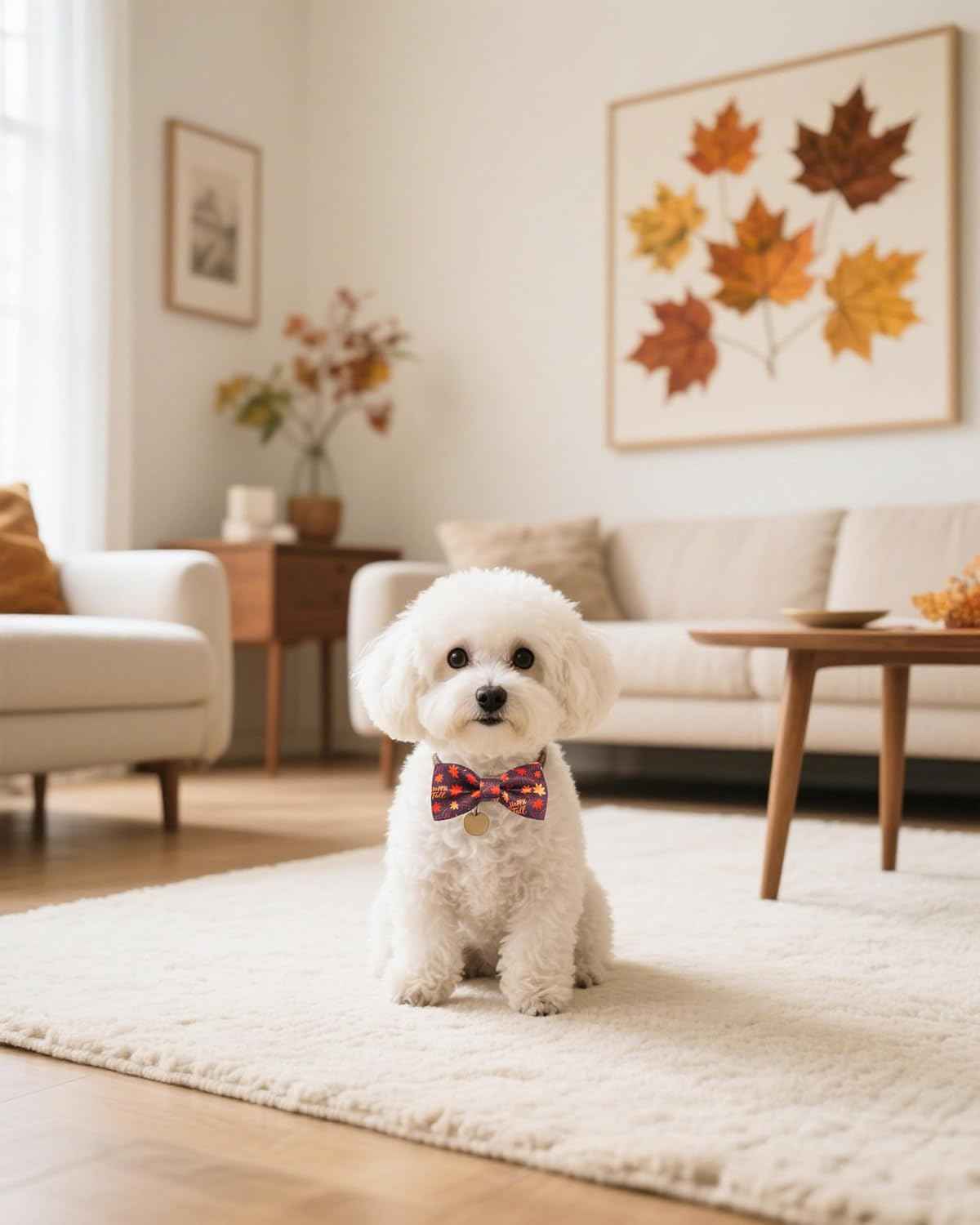 PET SHOW 10 Pack Fall Small Dog Bow Ties Sliding Collar Attachments Puppy Cats Autumn Bowties for Medium Dogs Pumpkin Maple Leaf Bowknots Holiday Party Pet Grooming Accessories(Small)