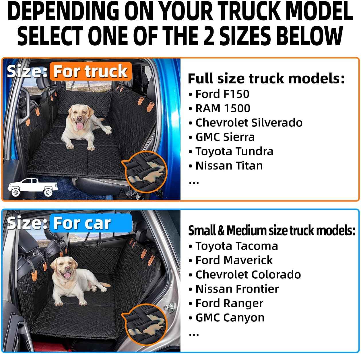 MAXFUT Dog Back Seat Extender for Truck,Truck Dog Seat Cover Back Seat,Dog Hammock for Truck,Hard Bottom Seat Extender,Pet Seat Covers for F150/RAM1500/Silverado