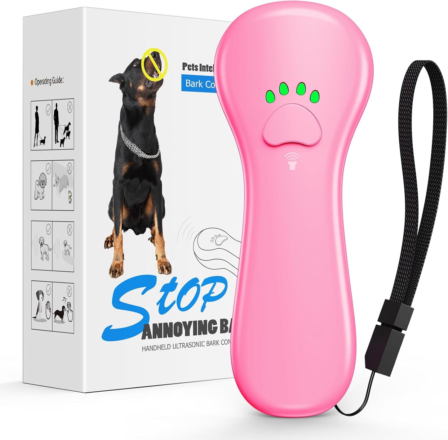 New Anti Barking Device,Dog Barking Control Devices,Rechargeable Ultrasonic Dog Bark Deterrent up to 16.4 Ft Effective Control Range Safe for Human & Dogs Portable Indoor & Outdoor(Pink)