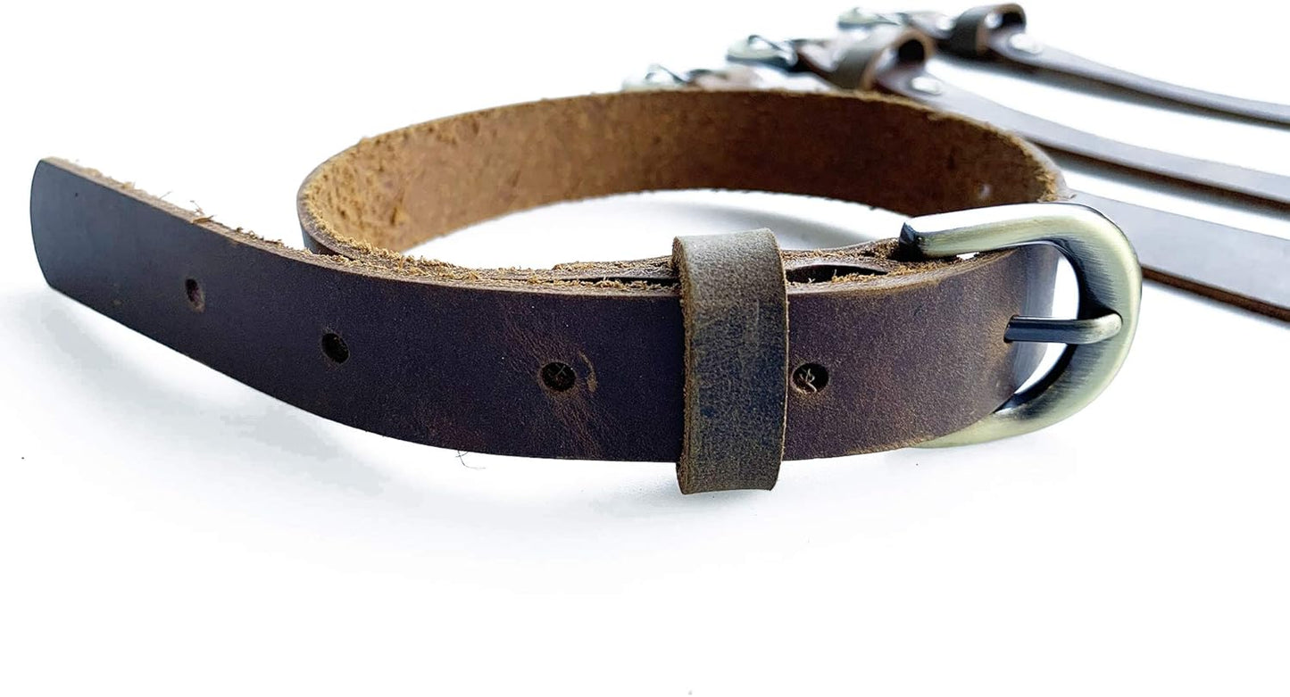 Jeereal Genuine Leather Stirrup Straps (4 Pack) with Metal Buckle Adjustable Length