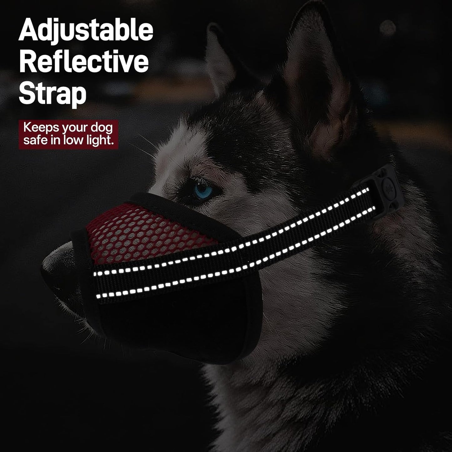 Pezluxe 2-Pack Dog Muzzle, Soft Air Mesh Muzzle Anti Biting Barking Chewing, Secure & Breathable Drinkable Pets Muzzles with Adjustable Strap, for Small Medium Large Dogs (Red-S)