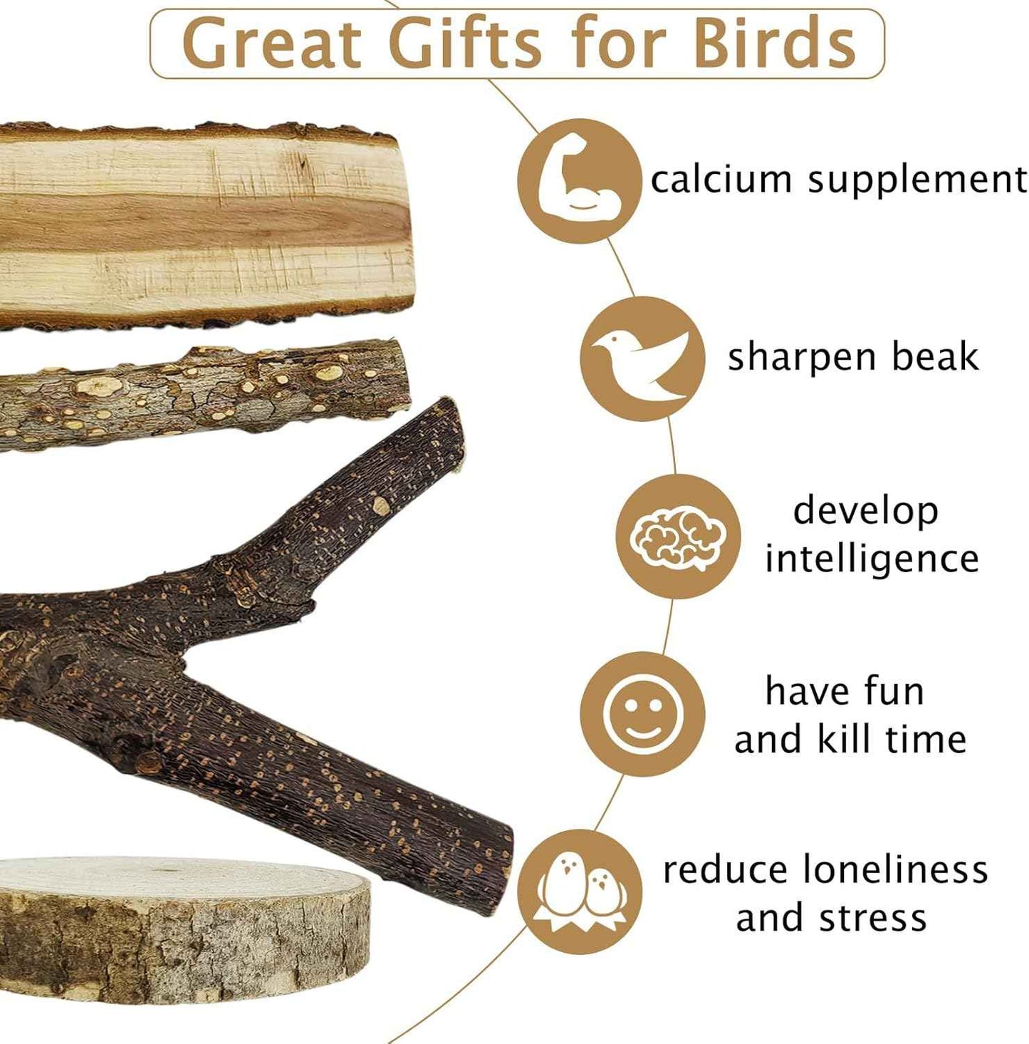 kathson Natural Bird Perches Wood Bird Flat Perch Parrot Swing Parakeet Platform Chew Toys Paw Grinding Stick Cage Accessories Exercise Toy for Cockatiels Budgies Lovebirds Conures Finches