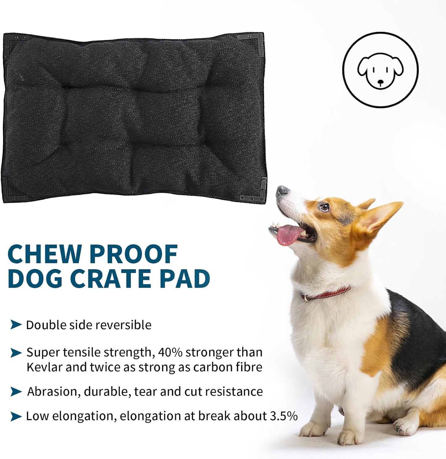 BALAPET Chew Proof Dog Bed with Metal Rivet Corner for Large Dogs, Stable Kennel Pad Mat for Teething Puppy, Durable Indoor Outdoor Crate Pad for Medium Dog Crates, 41"x28"