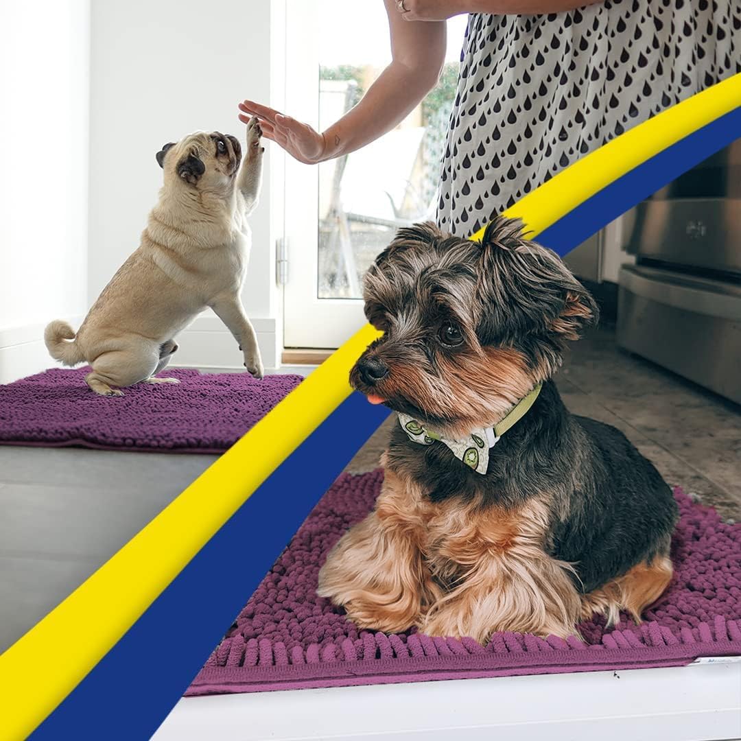 Muddy Mat® Original Dog Door Mat for Muddy Paws, Super Absorbent Microfiber, Non-Slip Washable Pet Rug, Quick Dry Chenille Entryway Carpet, Machine Washable Indoor Outdoor mat, Dark Purple 24"x35"