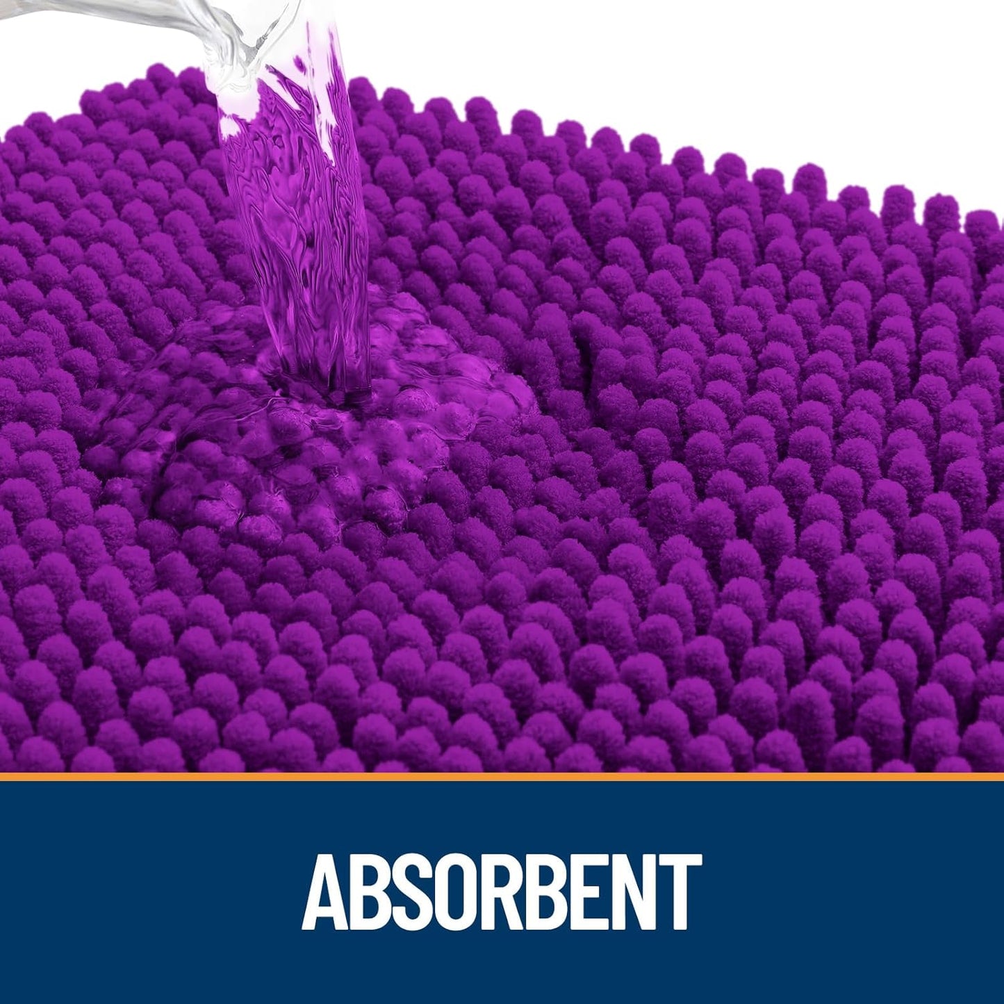 OLANLY Dog Door Mat for Muddy Paws 34x21, Absorbs Moisture and Dirt, Absorbent Non-Slip Washable Doormat, Quick Dry Chenille Mud Mat for Dogs, Entry Indoor Entryway Carpet for Inside Floor, Purple