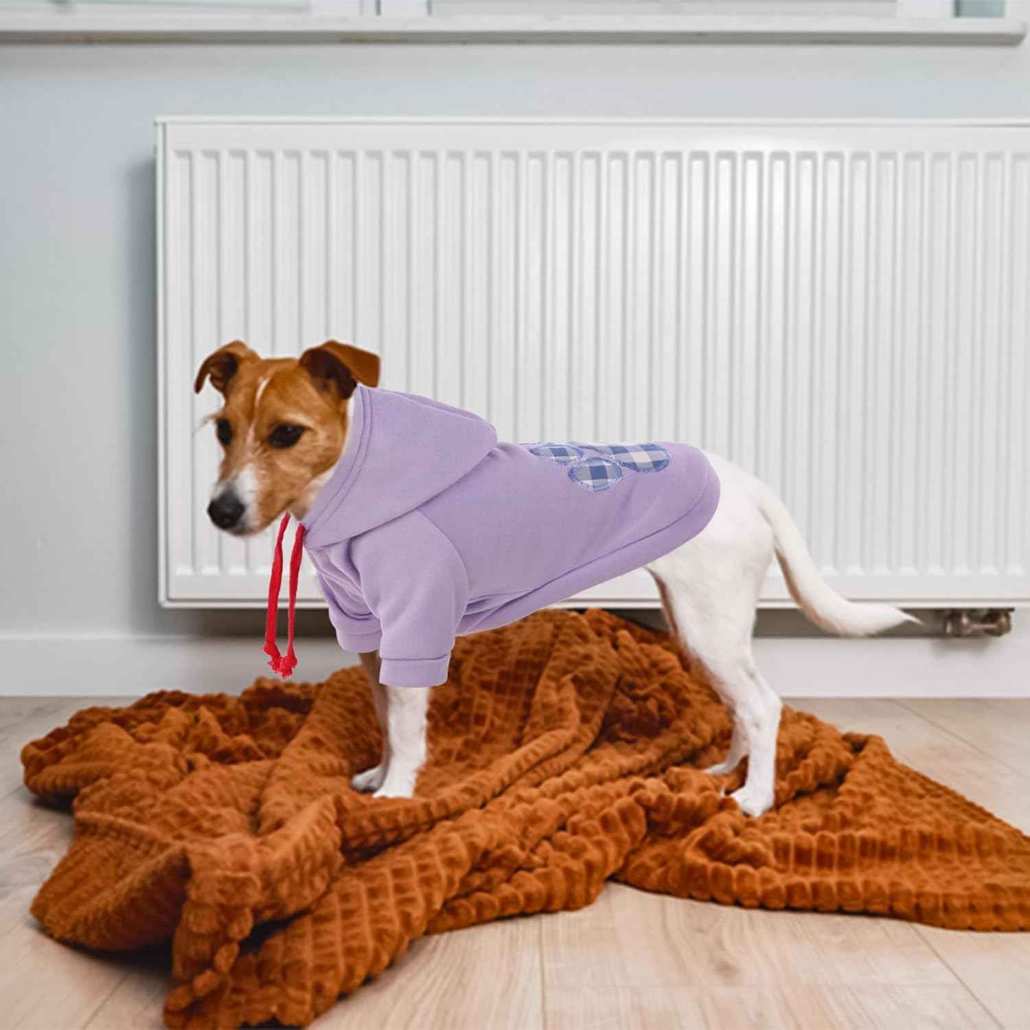 SAWMONG Dog Hoodie,Flannel Pet Hooded Sweater with Hat Puppy Pullover Sweater Shirt,Dog (Purple,L)