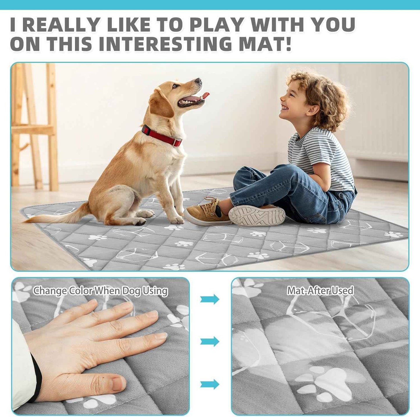 KOOLTAIL Dog Cooling Mat, 35''*23'' Upgraded Endothermic Color Changing Arc-Chill Cooling Fiber for Summer, Non Slip Sleeping Blanket Pet Pads, Washable Non-Toxic Mats for Bed Floor Soft Crate