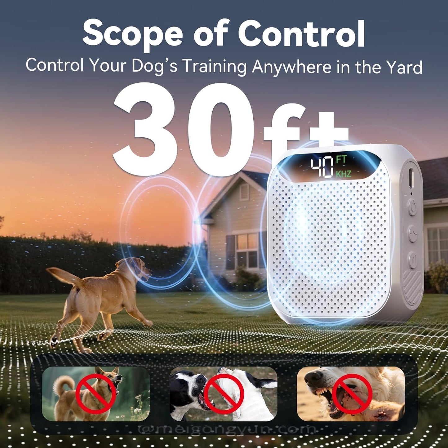 MALOK Anti Barking Device for Dogs, Ultrasonic Dog Bark Deterrent Devices with Adjustable Frequency & Range, Rechargeable Pet Bark Training Tool for Walking, Yard and Indoor & Outdoor Use