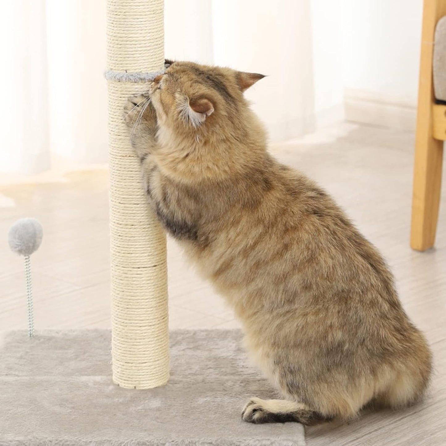 15" Cat Scratching Replacement Posts Natural Sisal Scratcher Post for Cats Cube Tower Kittens Scratch Pole Perch Interactive Toys Furniture Accessories Deterrent Tree 2 Pack Include M8 Screws White