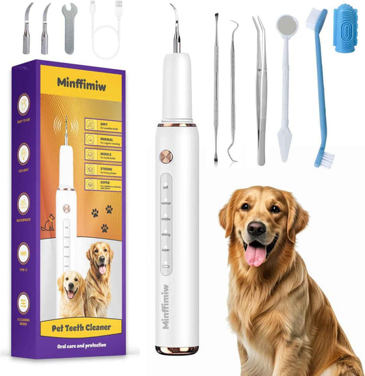 Dog Plaque Remover for Teeth - Electric Tartar Remover with LED Light, 5 Adjustable Modes, Dog Teeth Cleaning Kit, Safe Pet Tooth Cleaner, Dental Care Tool for Dogs