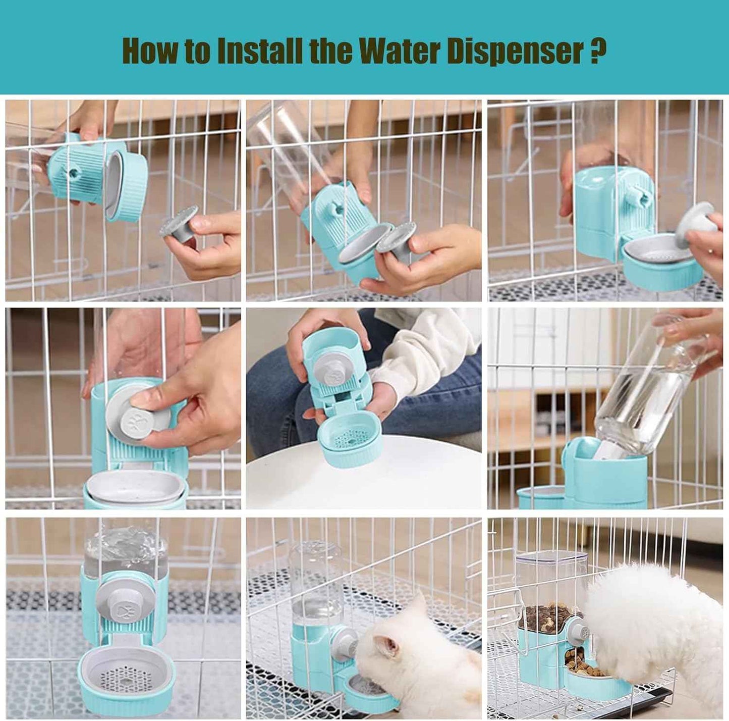 GPY Automatic Hanging Gravity Pet Feeder and Water Dispenser Set ，Automatic Rabbit Feeder and Dog Water Dispenser for Dogs Cats Pets Animals Large Capacity (Blue Water Feeder&Food Feeder) (Blue)