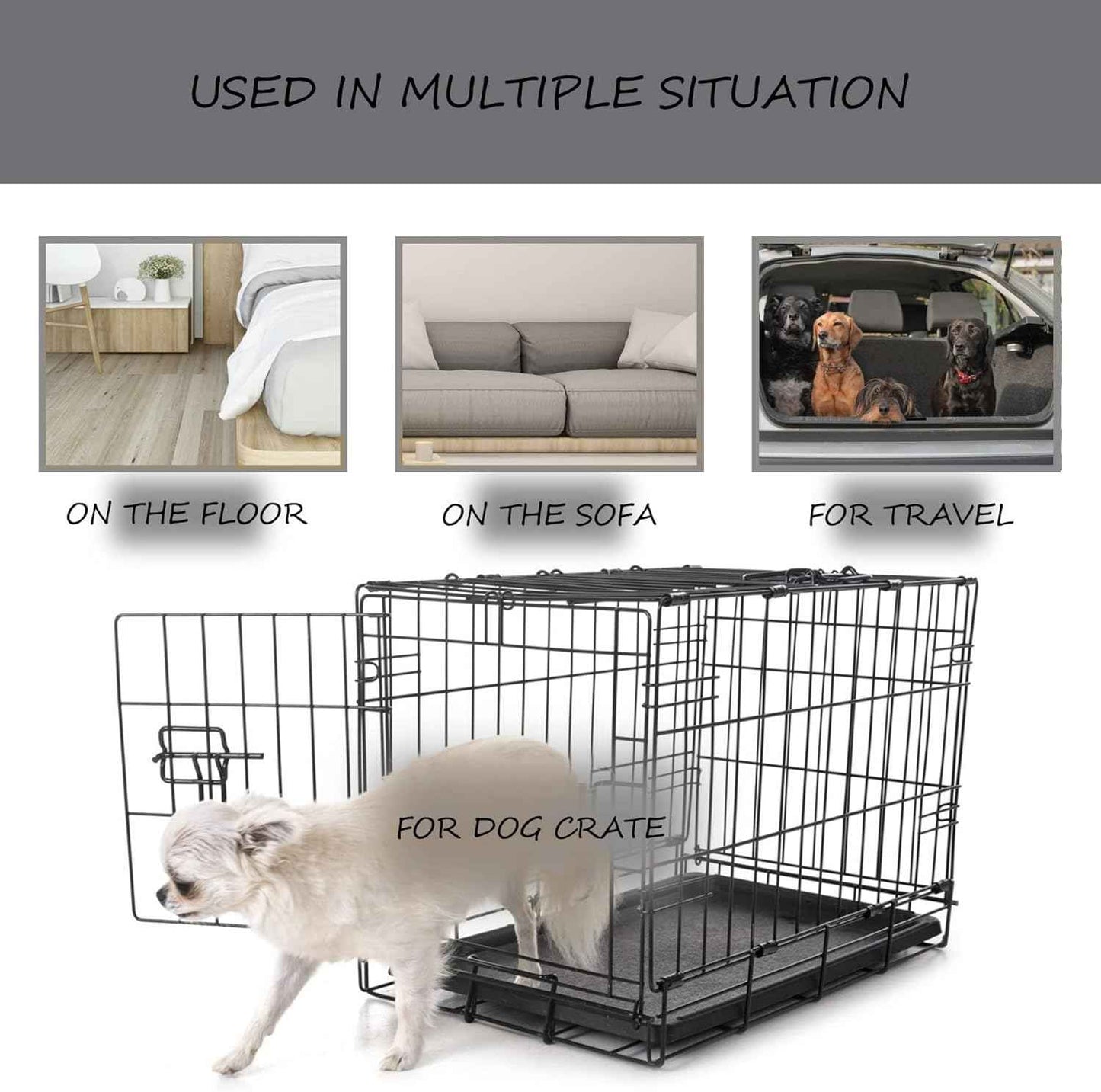 Washable Dog Bed Mat Crate Pad Soft Fluffy Pet Kennel Beds Dog Sleeping Mattress for Large Jumbo Medium Small Dogs, 48 x 30 Inch, Gray