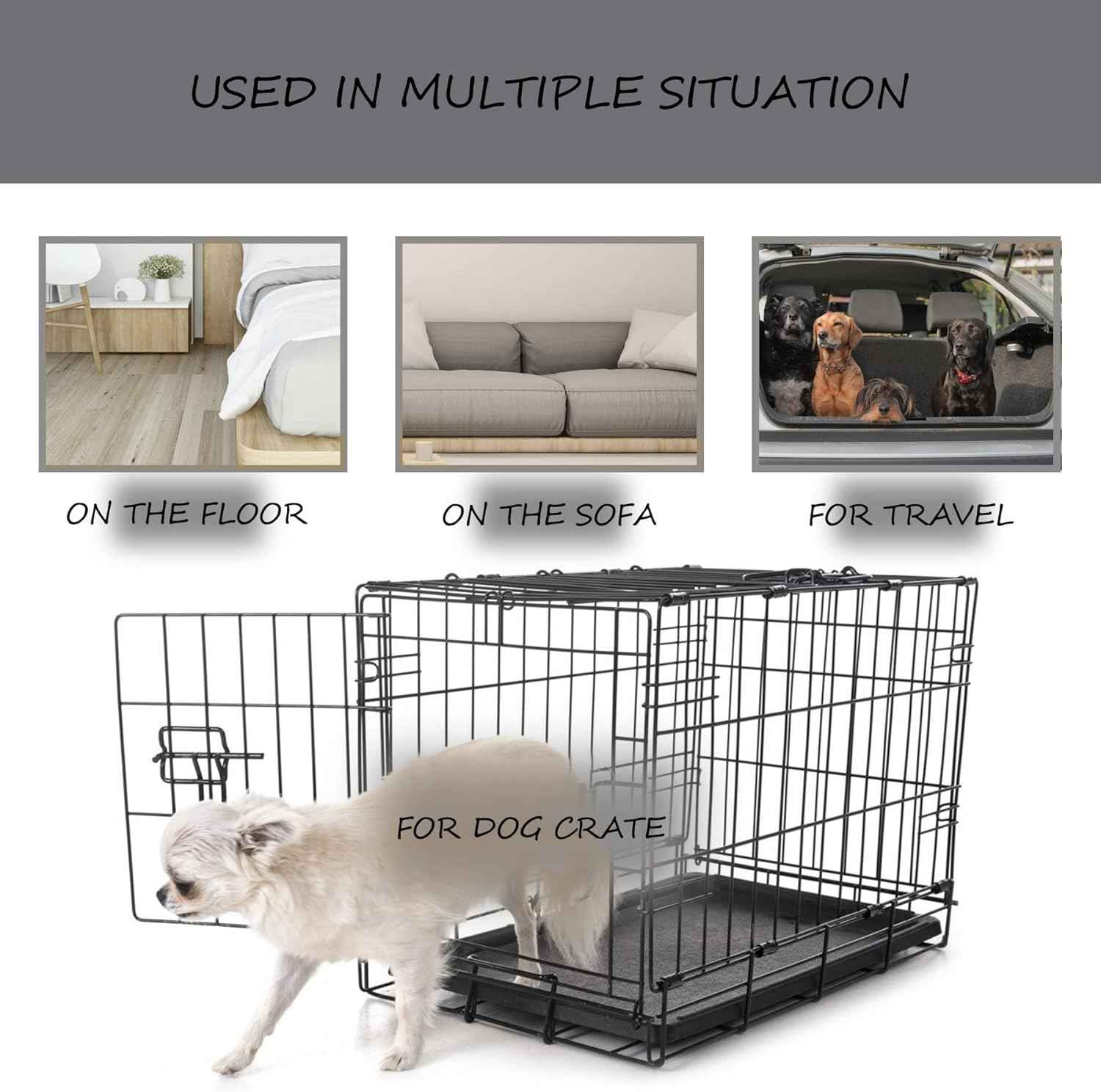 Washable Dog Bed Mat Crate Pad Soft Fluffy Pet Kennel Beds Dog Sleeping Mattress for Large Jumbo Medium Small Dogs, 48 x 30 Inch, Gray