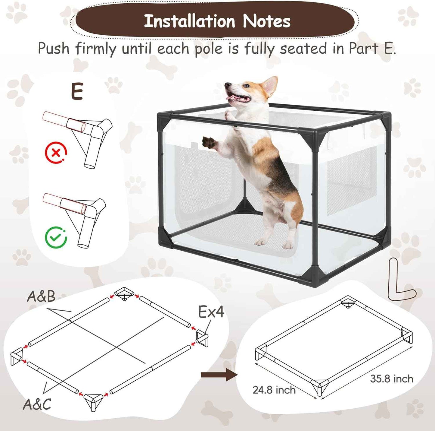 Akinerri Dog Crate, Dog Playpen, Medium Black