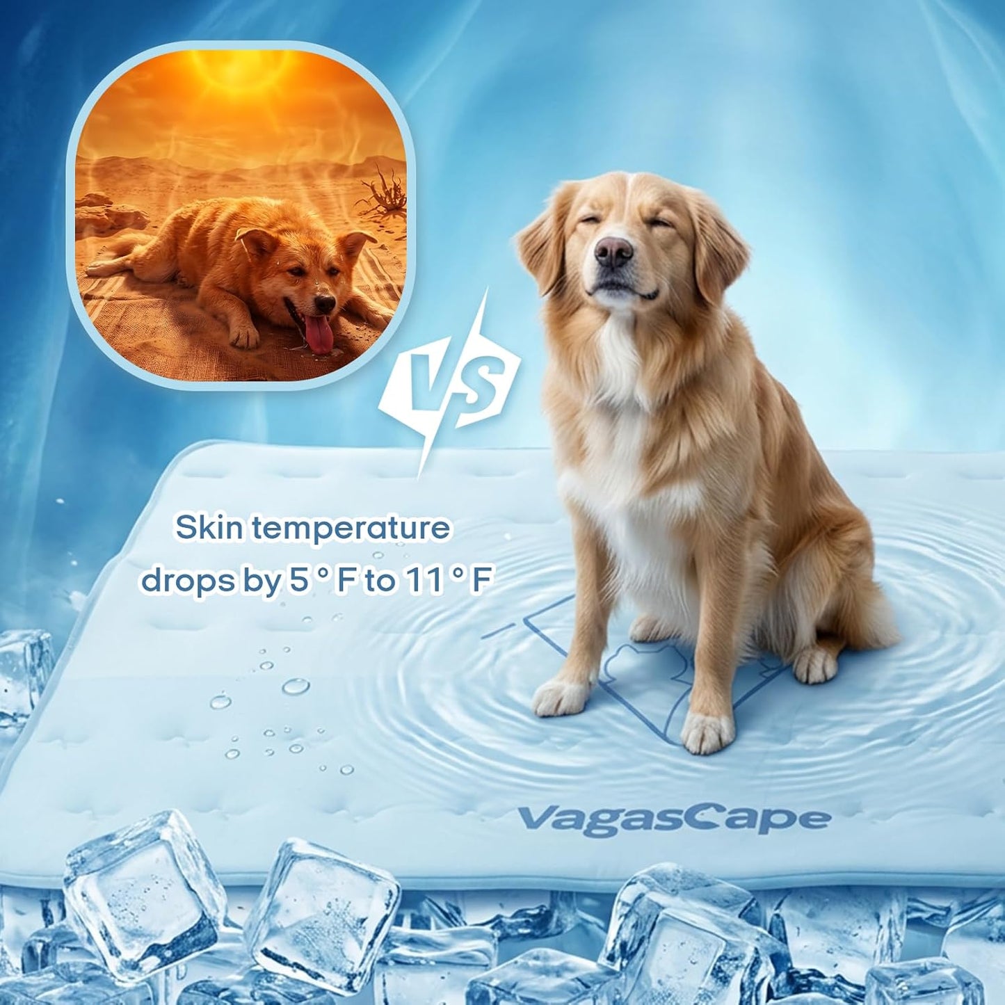 Vagascape Dog Cooling Mat 3.0 Double-Sided Usable, Thick Durable Pet Cooling Mat for Extra Large Pet, 35" x 23" Washable Cooling Mat for Dog Outdoor and Indoor