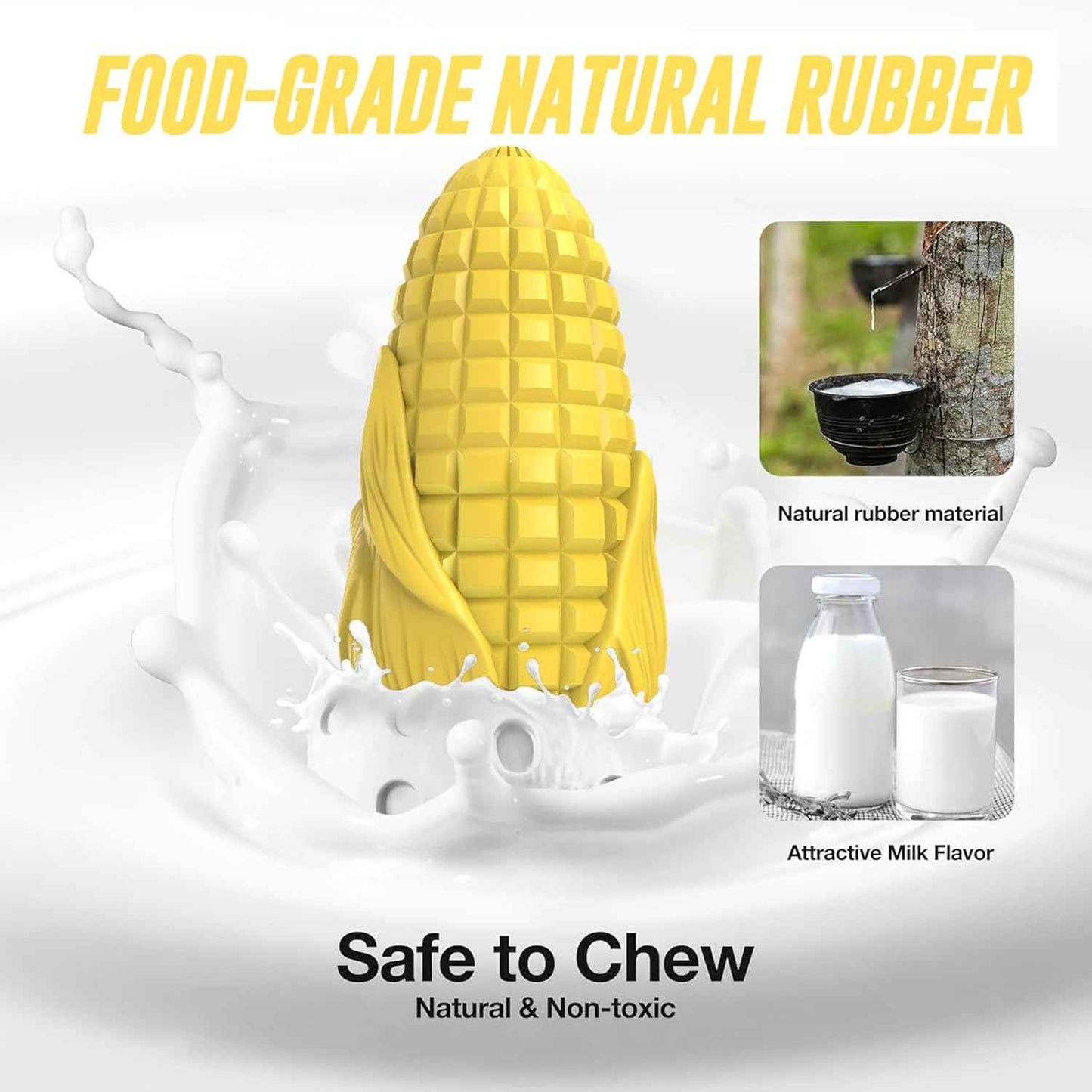Dog Chew Toys for Aggressive Chewers,Idestructible Tough Durable Squeaky Interactive Dog Toys，Durable Dog Teeth Cleaning Toy for Medium Large Breeds，Corn Stick Toy (Yellow)
