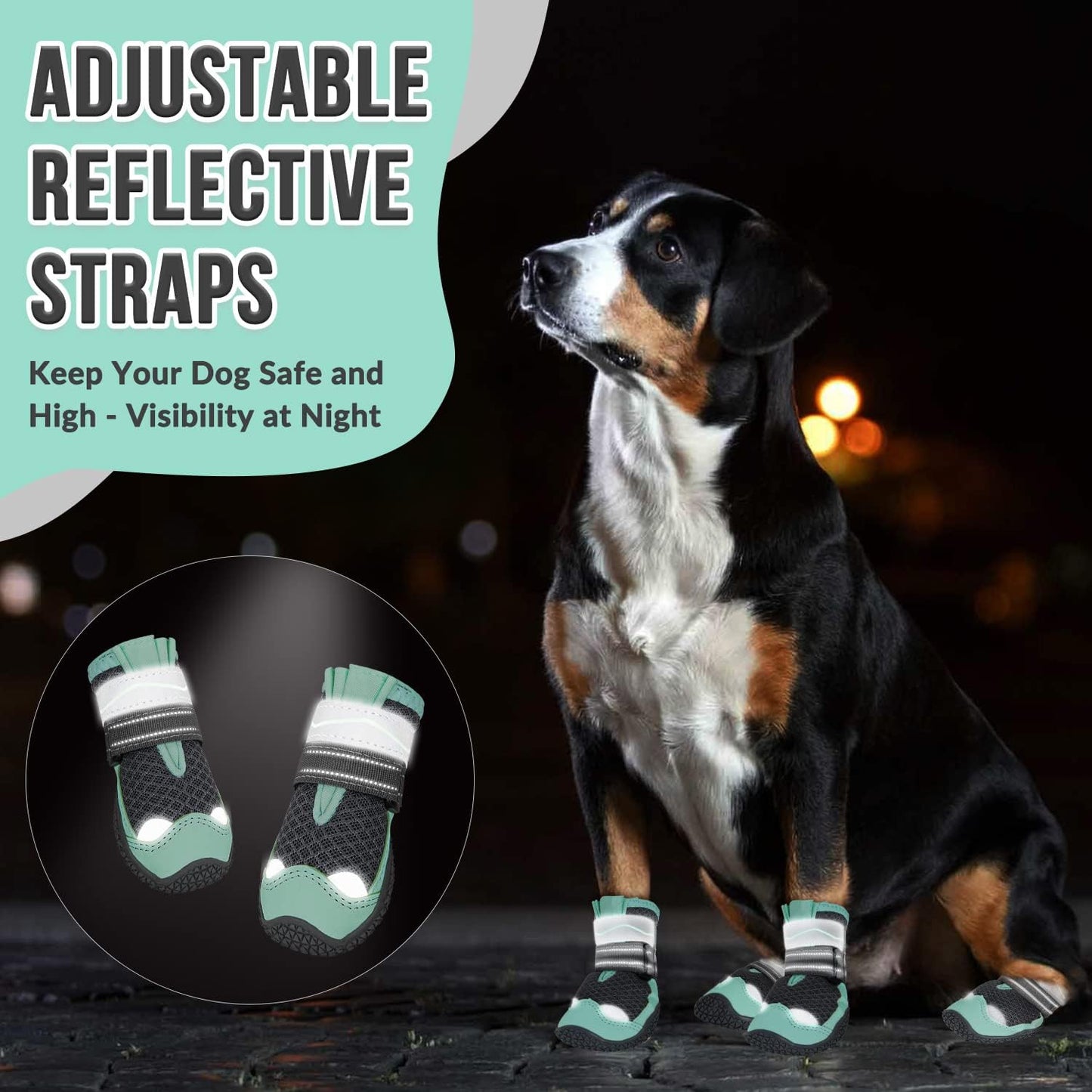 SlowTon Dog Shoes for Large Small Medium Dogs - Breathable Dog Boots for Summer Hot Pavement, Paw Protector for Outdoor Walking Winter Snow, Anti-Slip Rubber Dog Booties for Hardwood Floor (GR, 5)