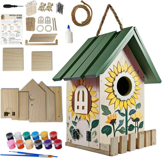 Large Wood Bird Houses for Outside Clearance,Woodworking Adult Crafts & DIY Bird House Kit, Build it Yourself Birdhouse for Adults and Kits, Hanging Birdhouse for Garden Yard Decor Gifts (1 Pack)